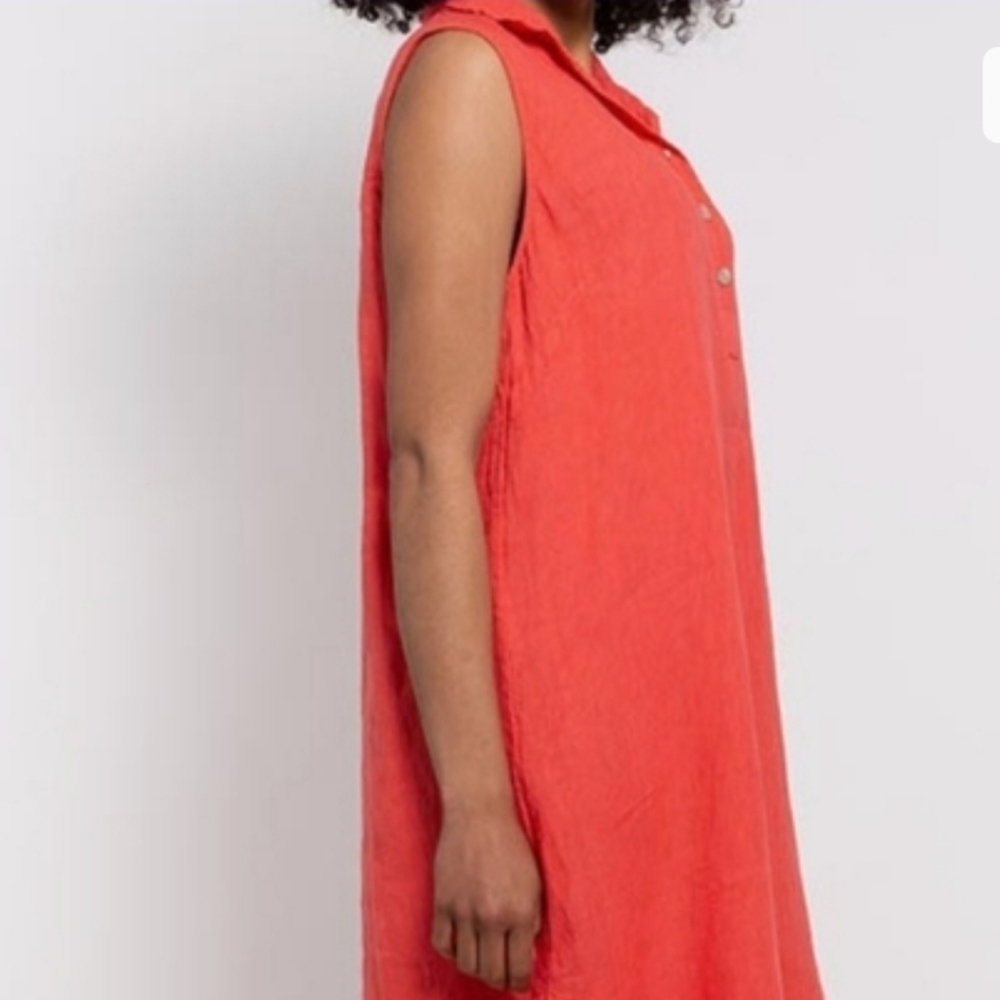 Poppy Linen Dress with Eyelet Hem